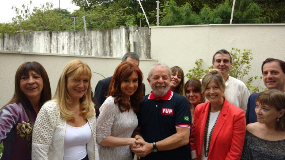 Ariel Sujarchuk junto a Cristina Kirchner, Lula Da Silva y Dilma Rousseff