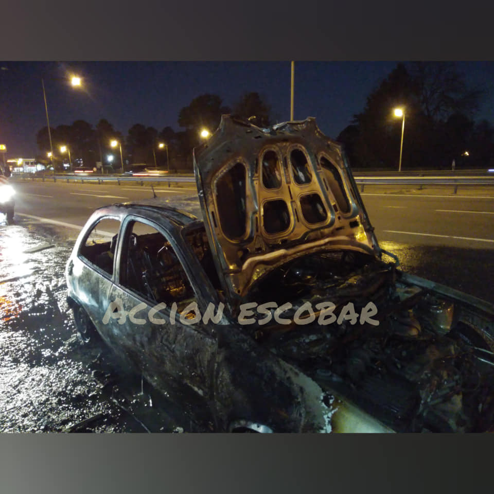 Panamericana: se incendió un auto a metros de la bajada de Inmigrantes