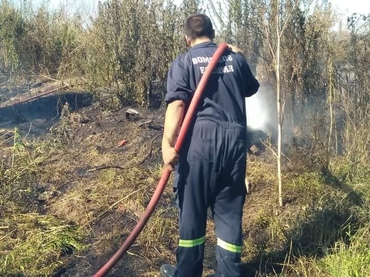 Tres dotaciones de bomberos combatieron durante horas un voraz incendio en el ex predio Dacunto