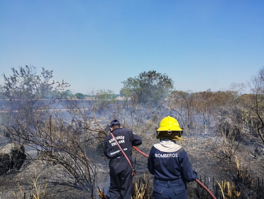 Con el calor volvieron los incendios de campos: 3 dotaciones de bomberos combatieron las llamas en Loma Verde